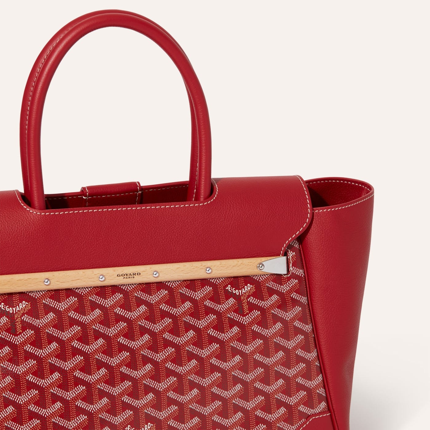 Goyard Saigon Tote Red Goyardine Canvas Palladium Hardware - Image 6